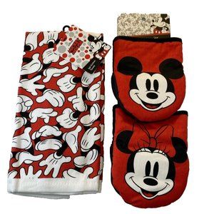 mickey mouse kitchen , 2 Oven Mitts & 2 Dish Towels